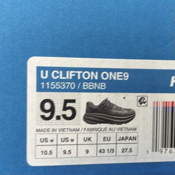 Hoka One One Clifton One9 Triple Black 1155370 BBNB Mens Size 9.5 NEW Sneakers main image 6